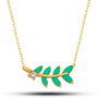 Heliophilia Silver Collar de Plata de Ley 925 con Baño de Oro y Circón Verde